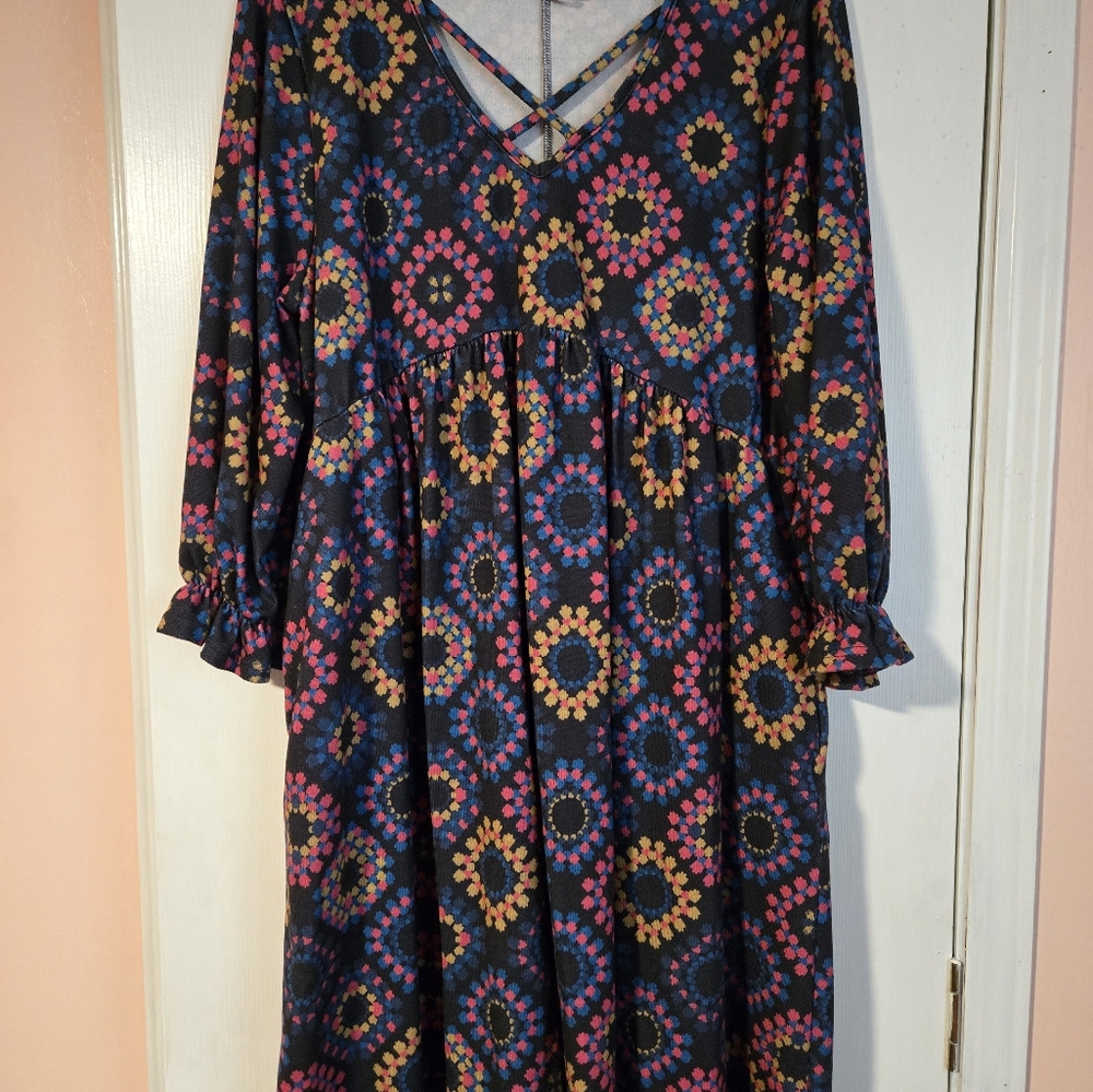 Elegant Multicolor Geometric Dress